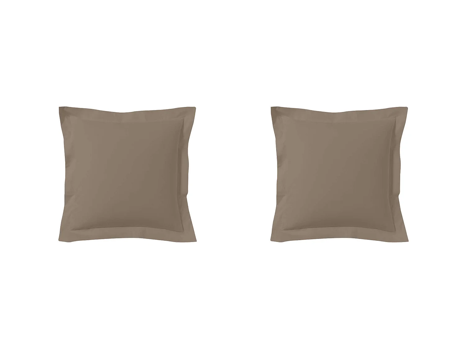 Lot de 2 taies d'oreillers taupe 100% coton biologique 65x65