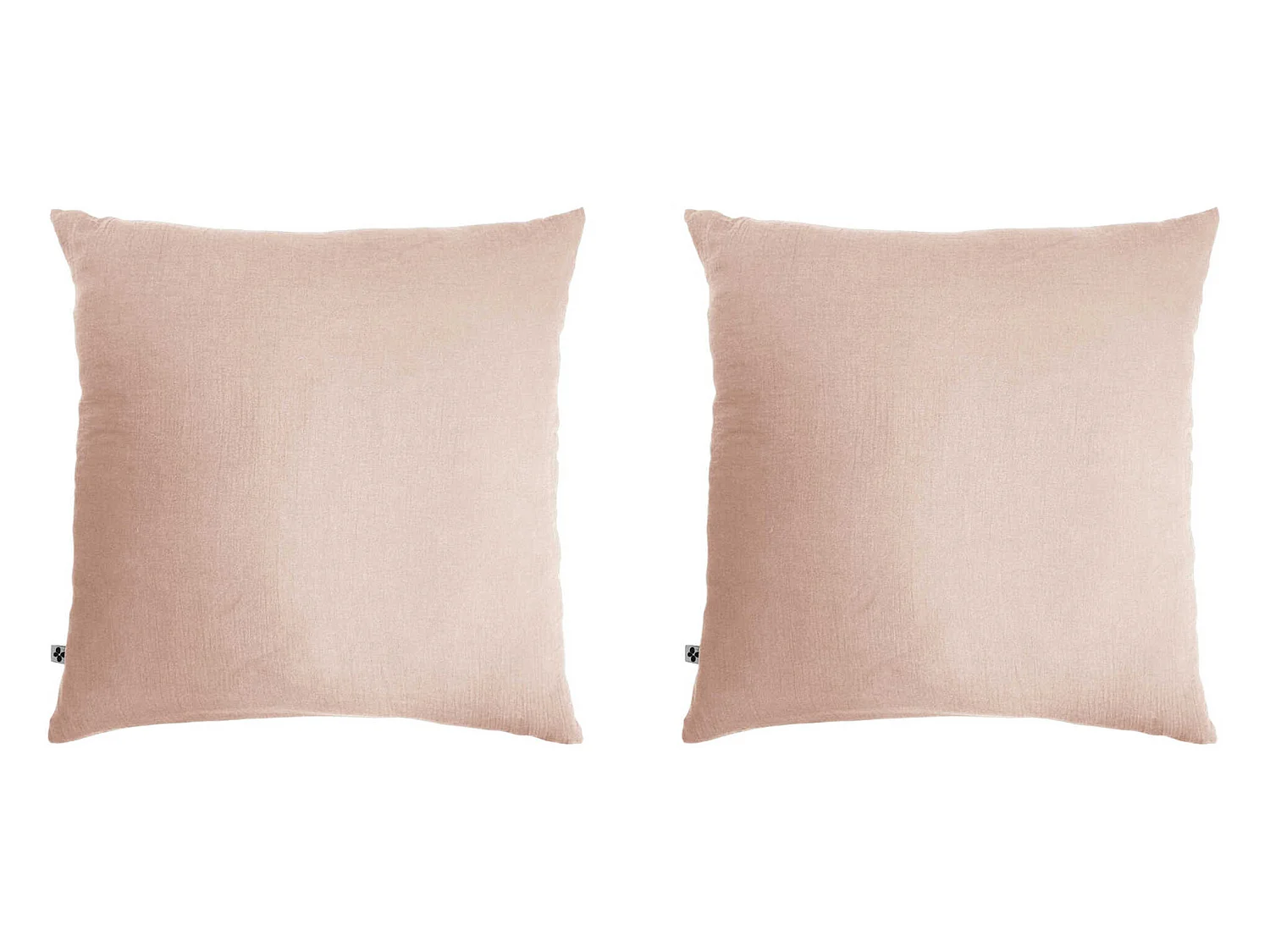 Lot de 2 taies d'oreillers double gaze de coton rose 60x60 cm