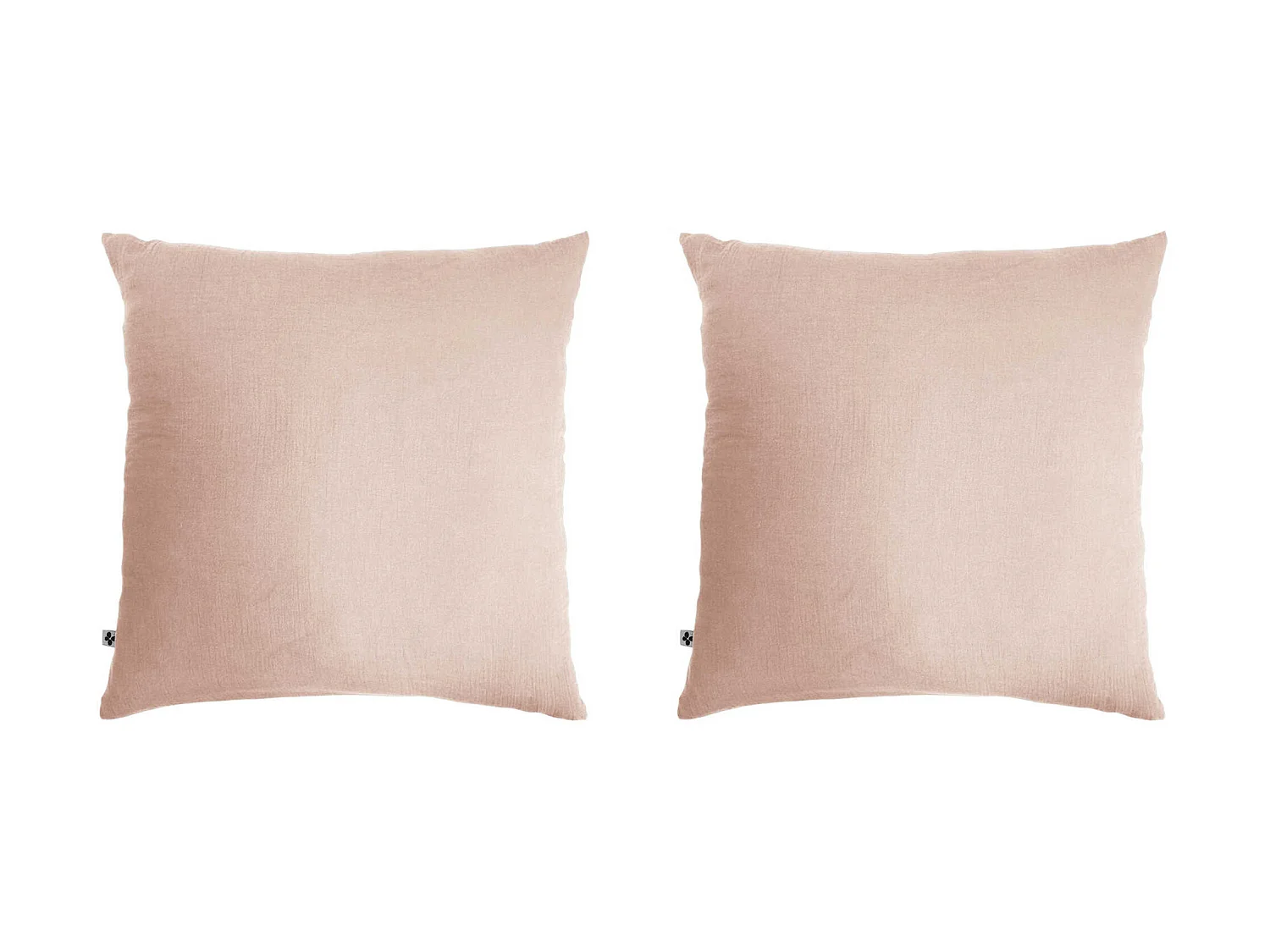 Lot de 2 taies d'oreillers double gaze de coton rose 60x60 cm