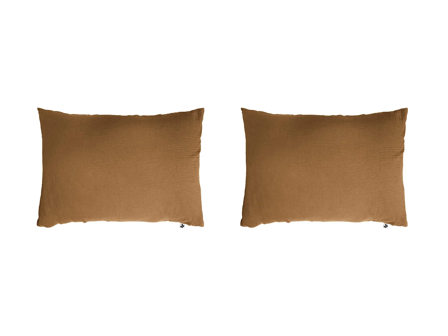 Lot de 2 taies d'oreillers double gaze de coton marron 50x70 cm