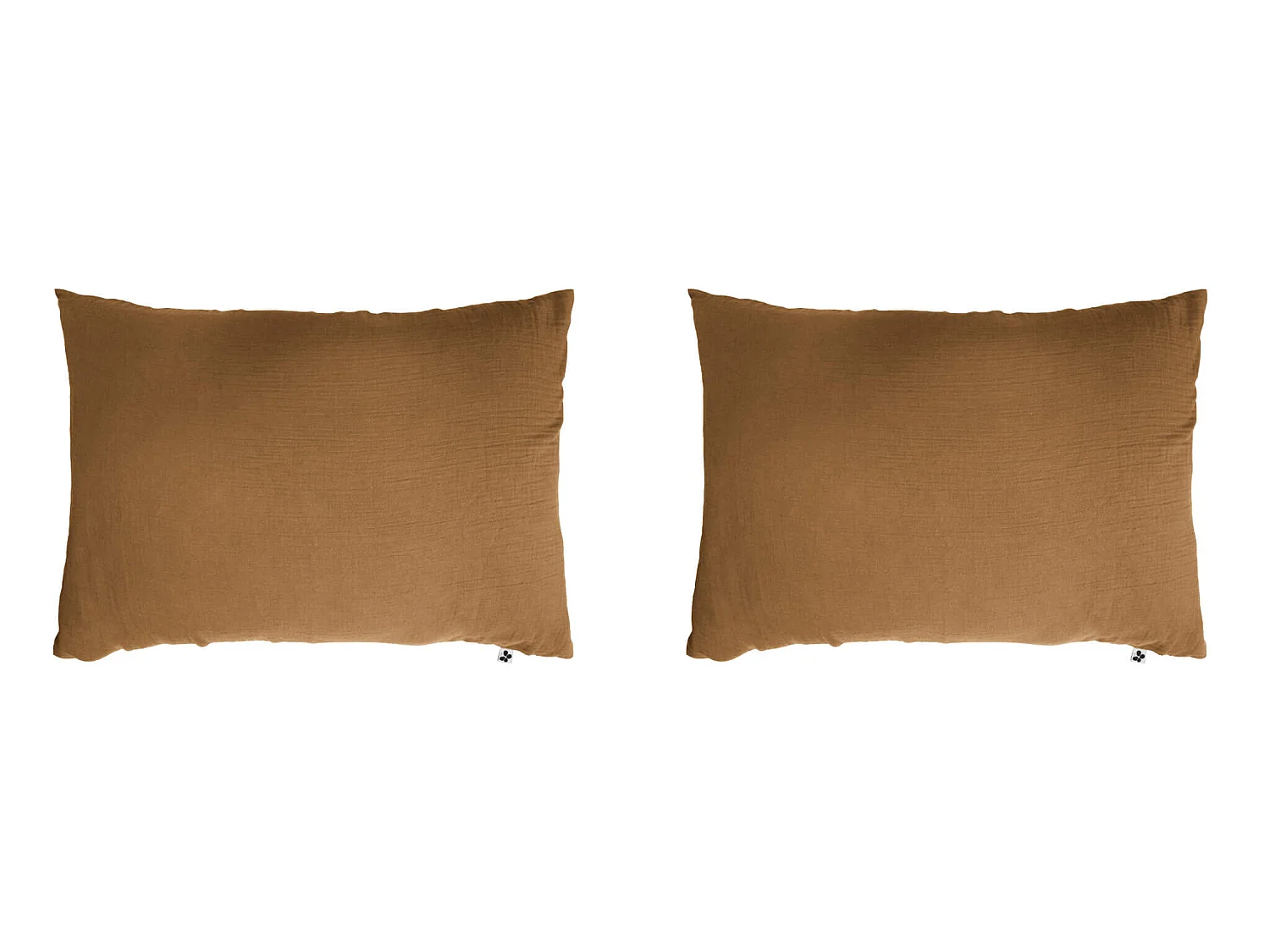 Lot de 2 taies d'oreillers double gaze de coton marron 50x70 cm