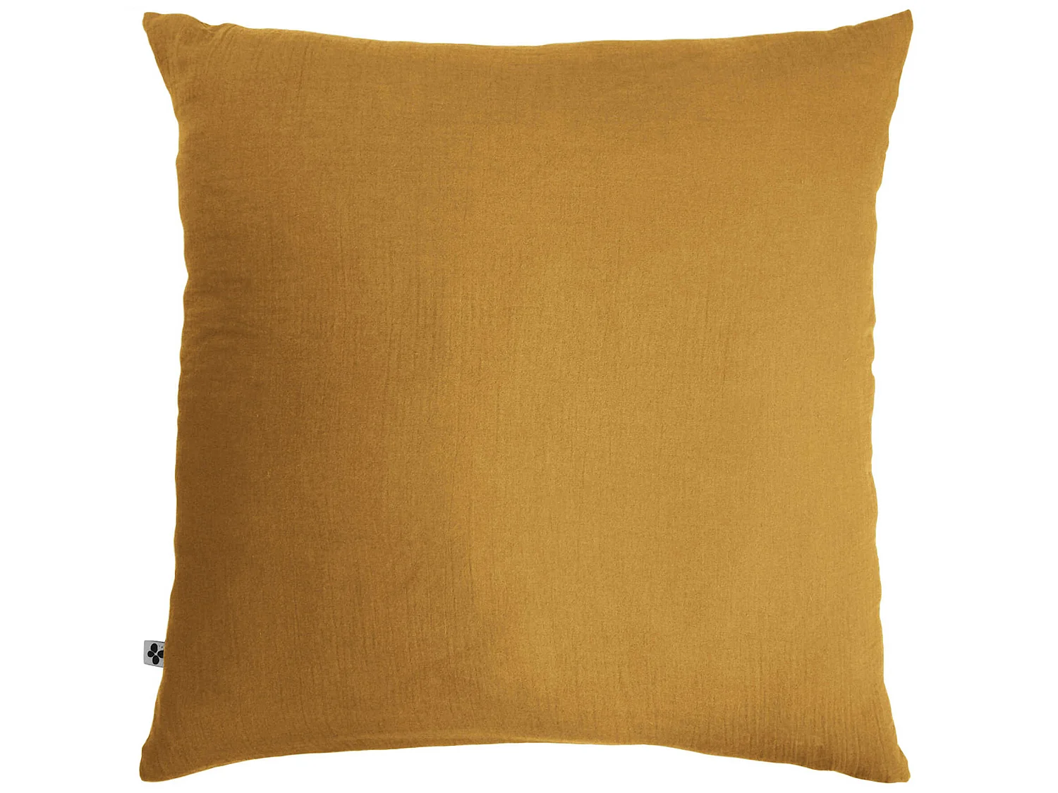 Taie d'oreiller double gaze de coton jaune safran 60x60 cm