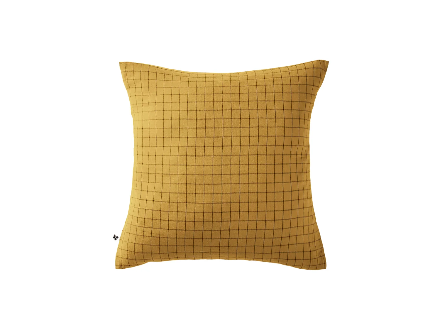 Taie d'oreiller à carreaux double gaze de coton jaune 60x60