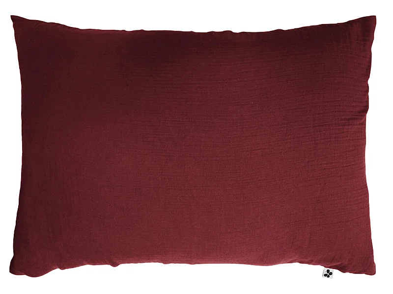 Taie d'oreiller double gaze de coton bordeaux 50x70 cm