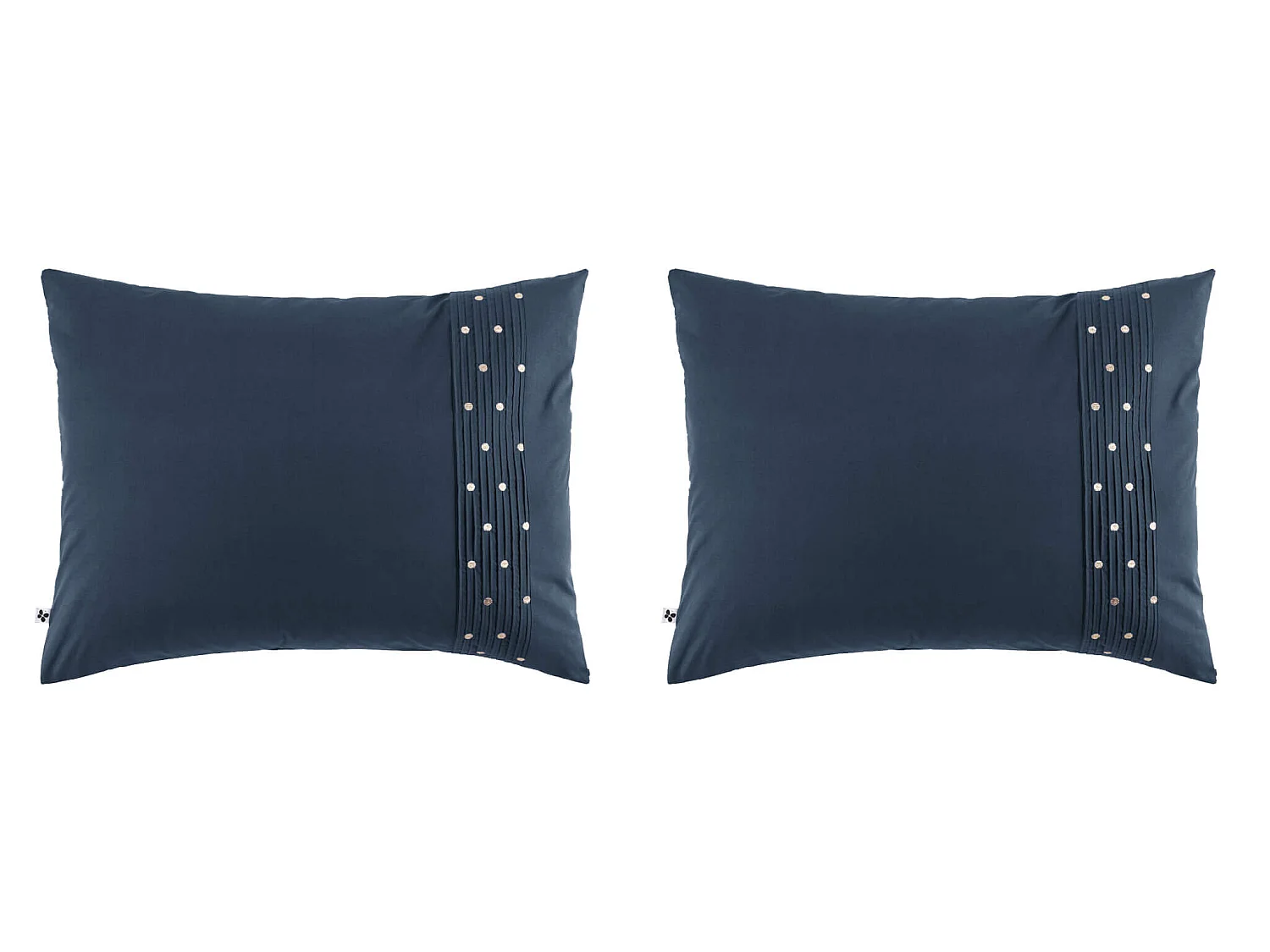 Lot de 2 taies d'oreiller brodées plis religieuses marine 50x70 cm