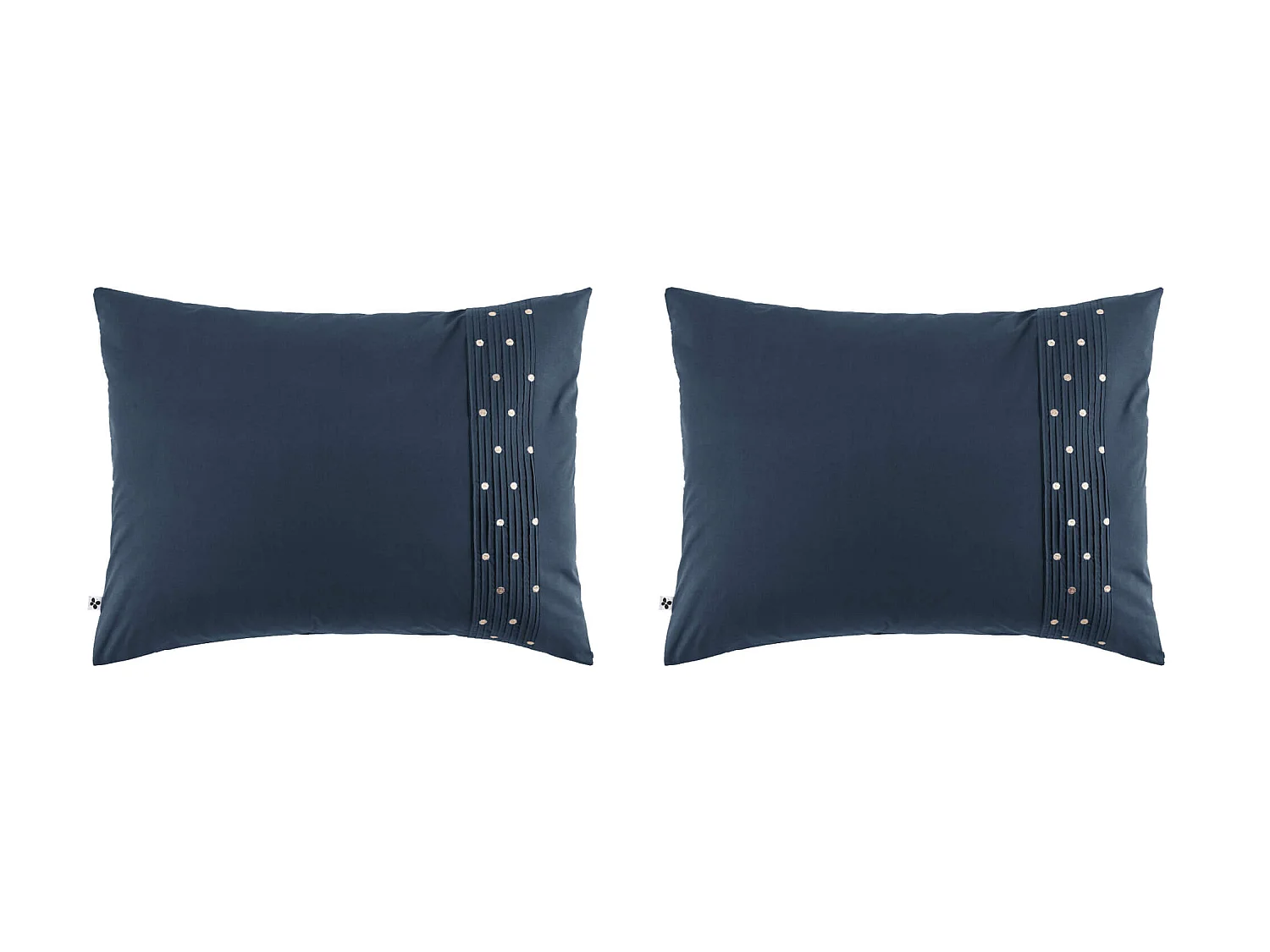 Lot de 2 taies d'oreiller brodées plis religieuses marine 50x70 cm