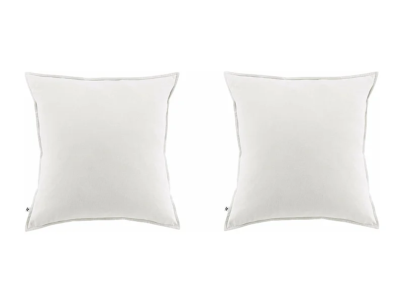 Lot de 2 taies d'oreiller flanelle blanc 63x63 cm