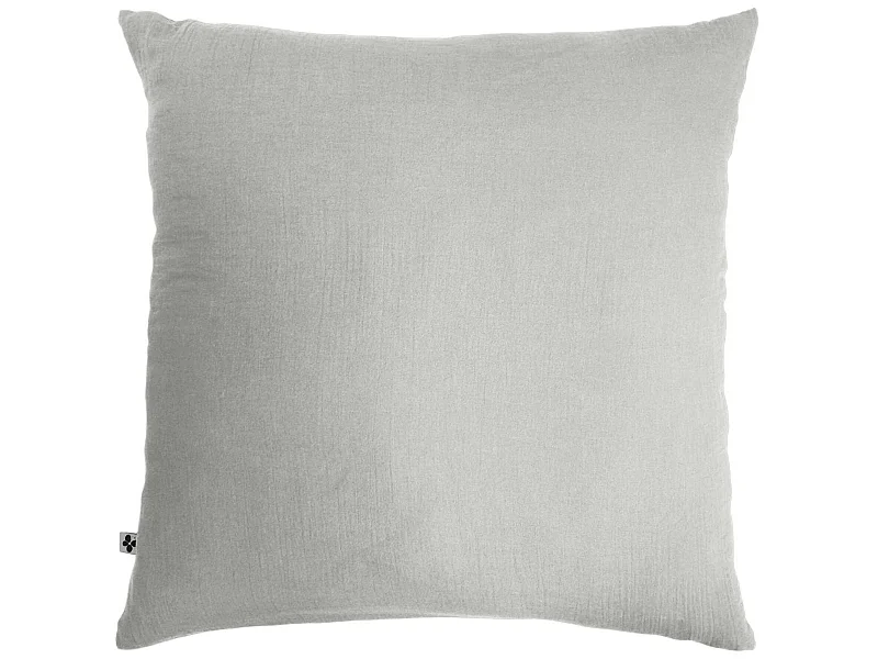 Taie d'oreiller double gaze de coton gris 60x60 cm