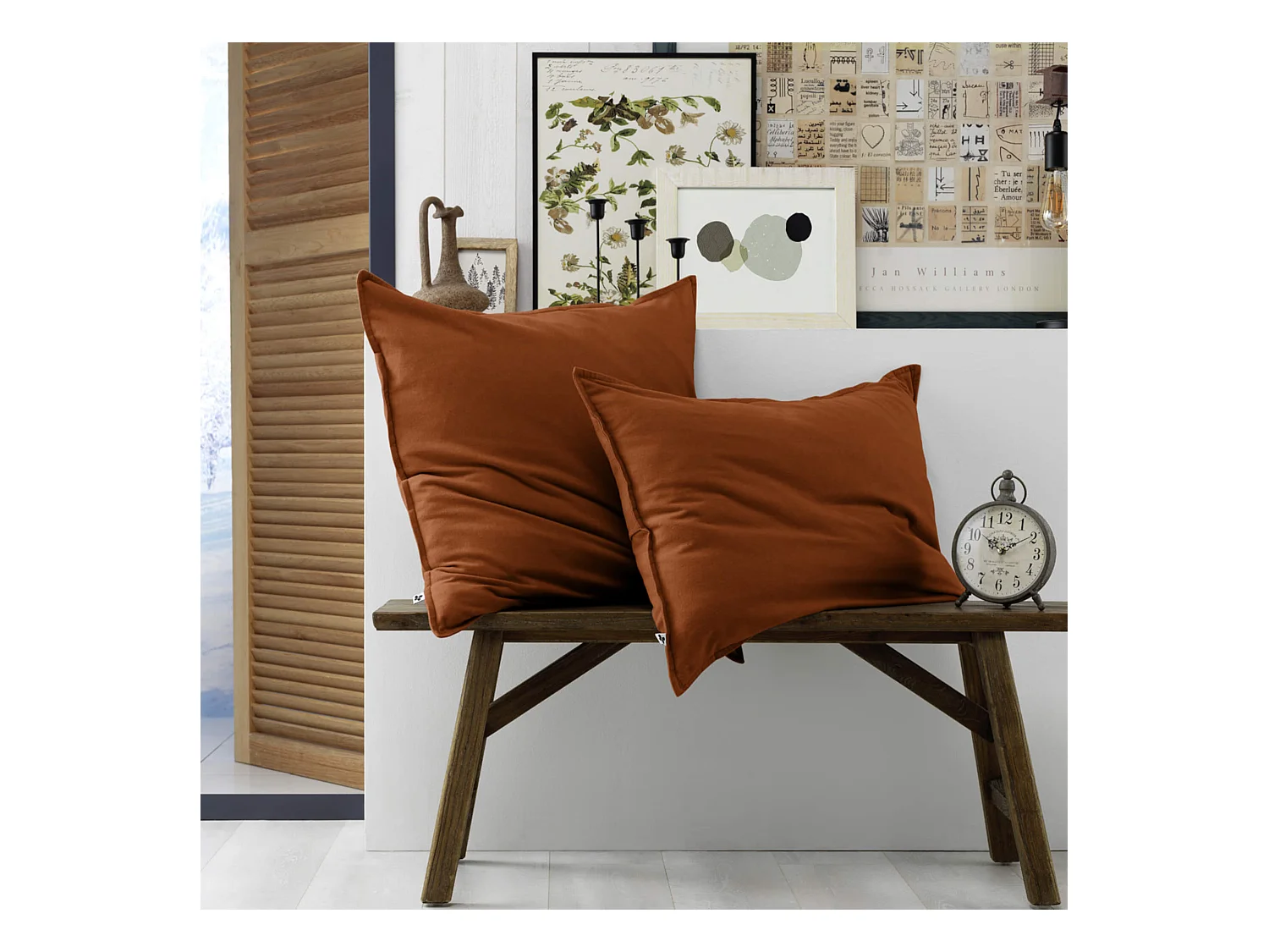 Lot de 2 taies d'oreiller flanelle orange 50x70 cm