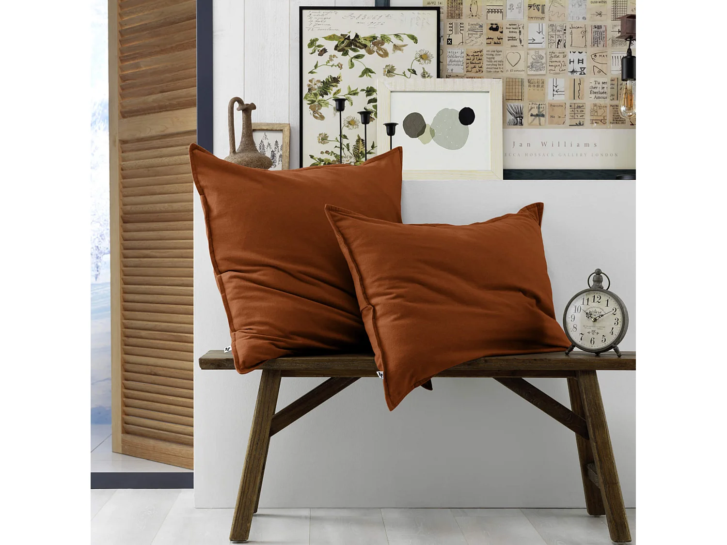 Lot de 2 taies d'oreiller flanelle orange 50x70 cm