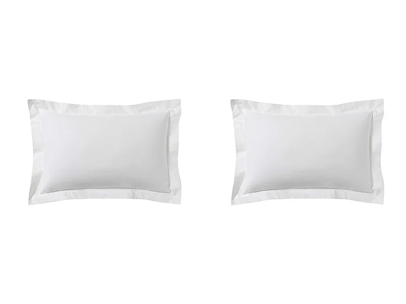 Lot de 2 taies d'oreillers blanc 100% coton 50x70 cm