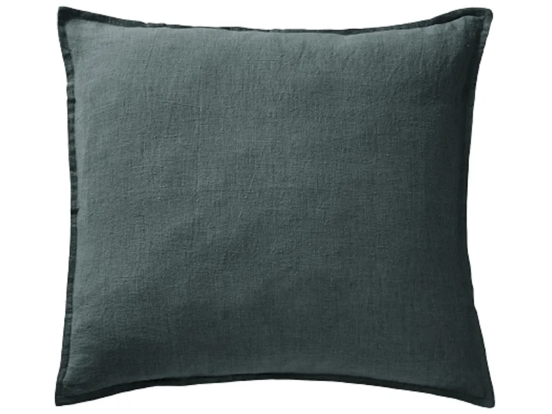 Taie d'oreiller lin lavé gris foncé 60x60