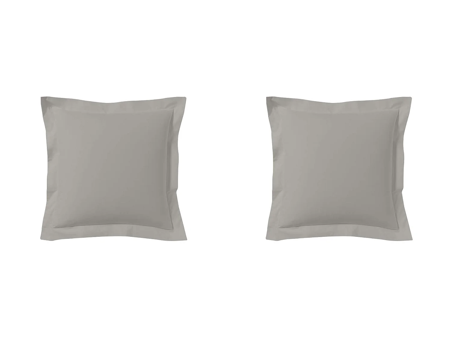 Lot de 2 taies d'oreillers gris mastic 100% coton 65x65