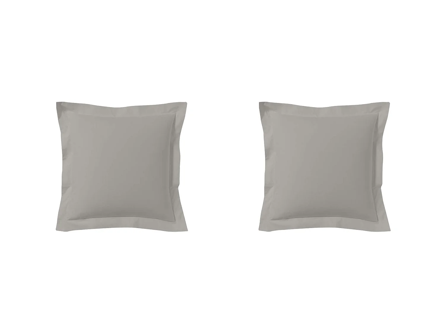 Lot de 2 taies d'oreillers gris mastic 100% coton 65x65