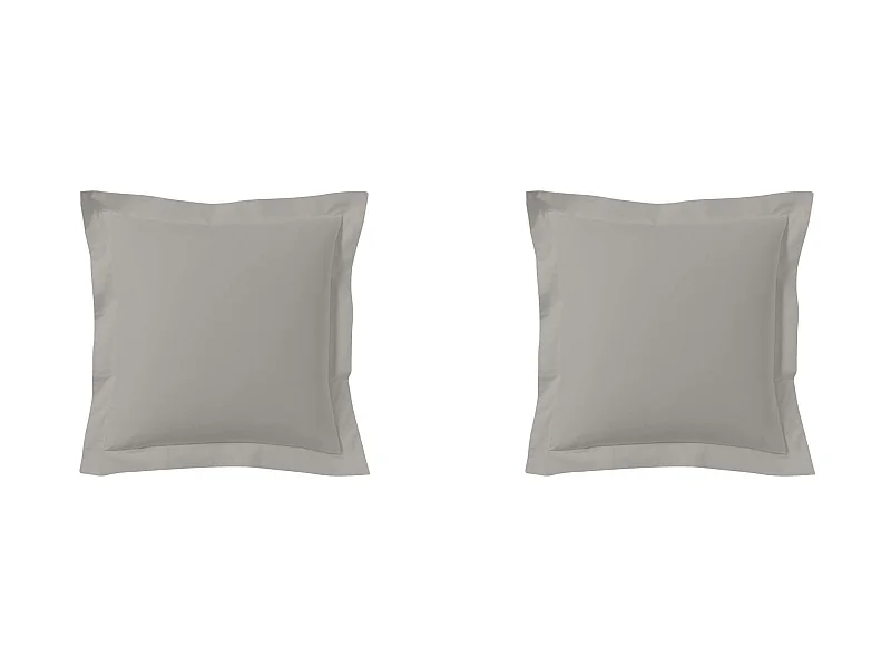 Lot de 2 taies d'oreillers gris mastic 100% coton 65x65