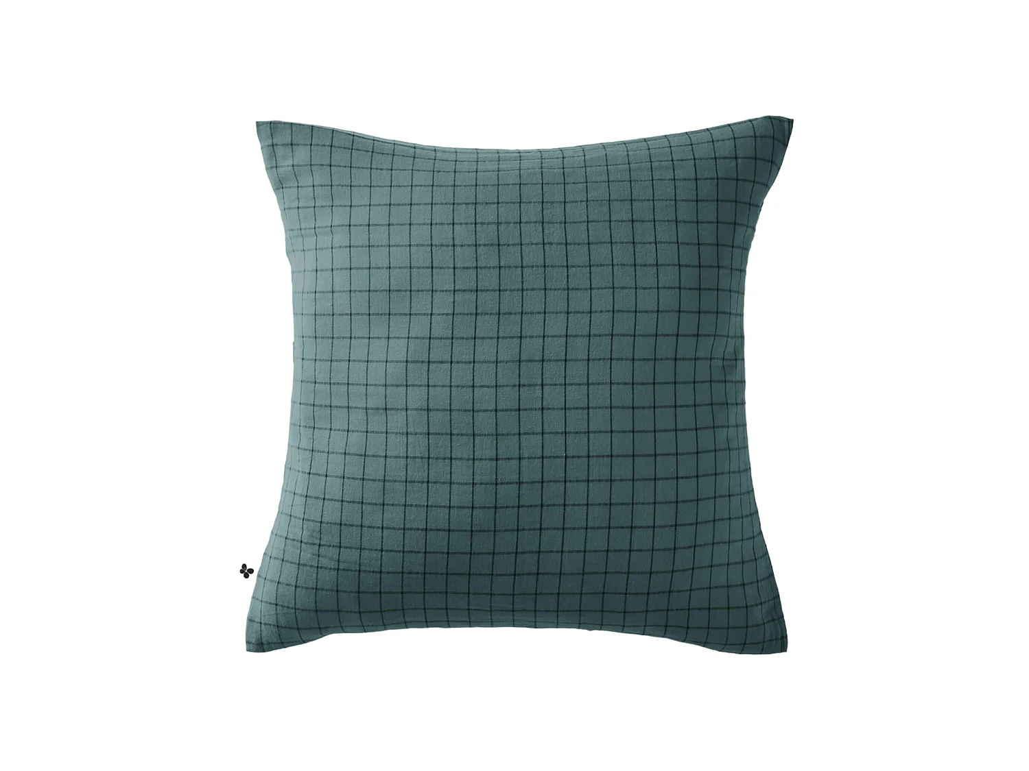 Taie d'oreiller à carreaux double gaze de coton bleu canard 60x60