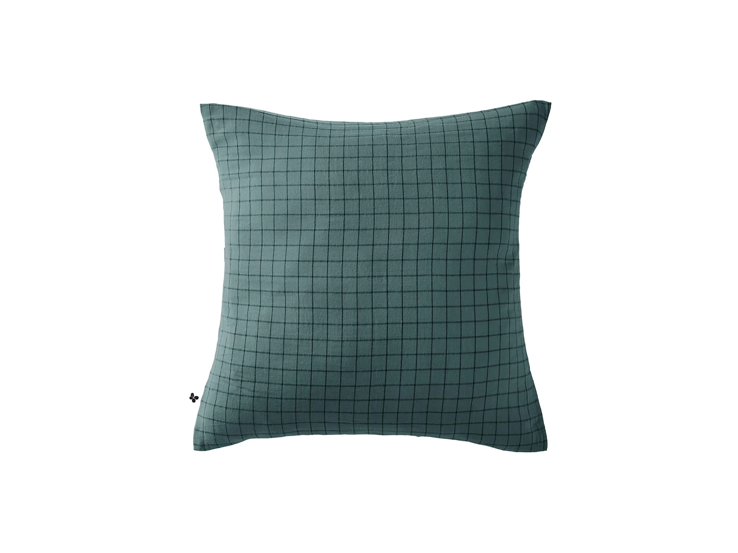 Taie d'oreiller à carreaux double gaze de coton bleu canard 60x60