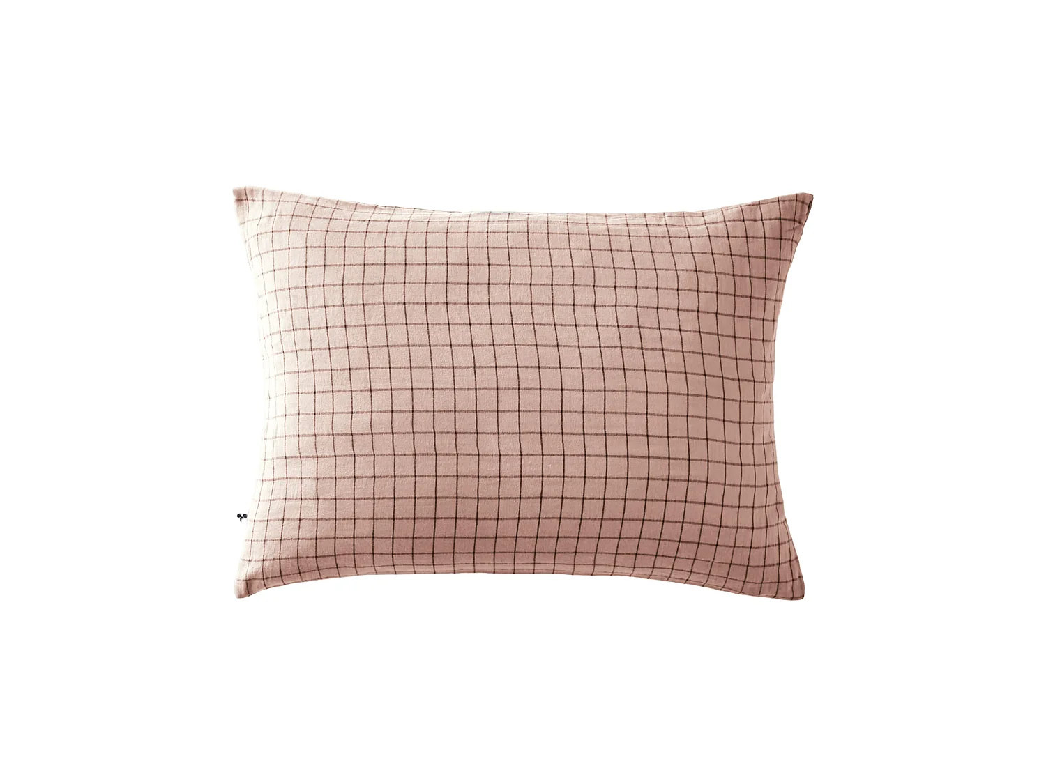 Taie d'oreiller à carreaux double gaze de coton rose 50x70