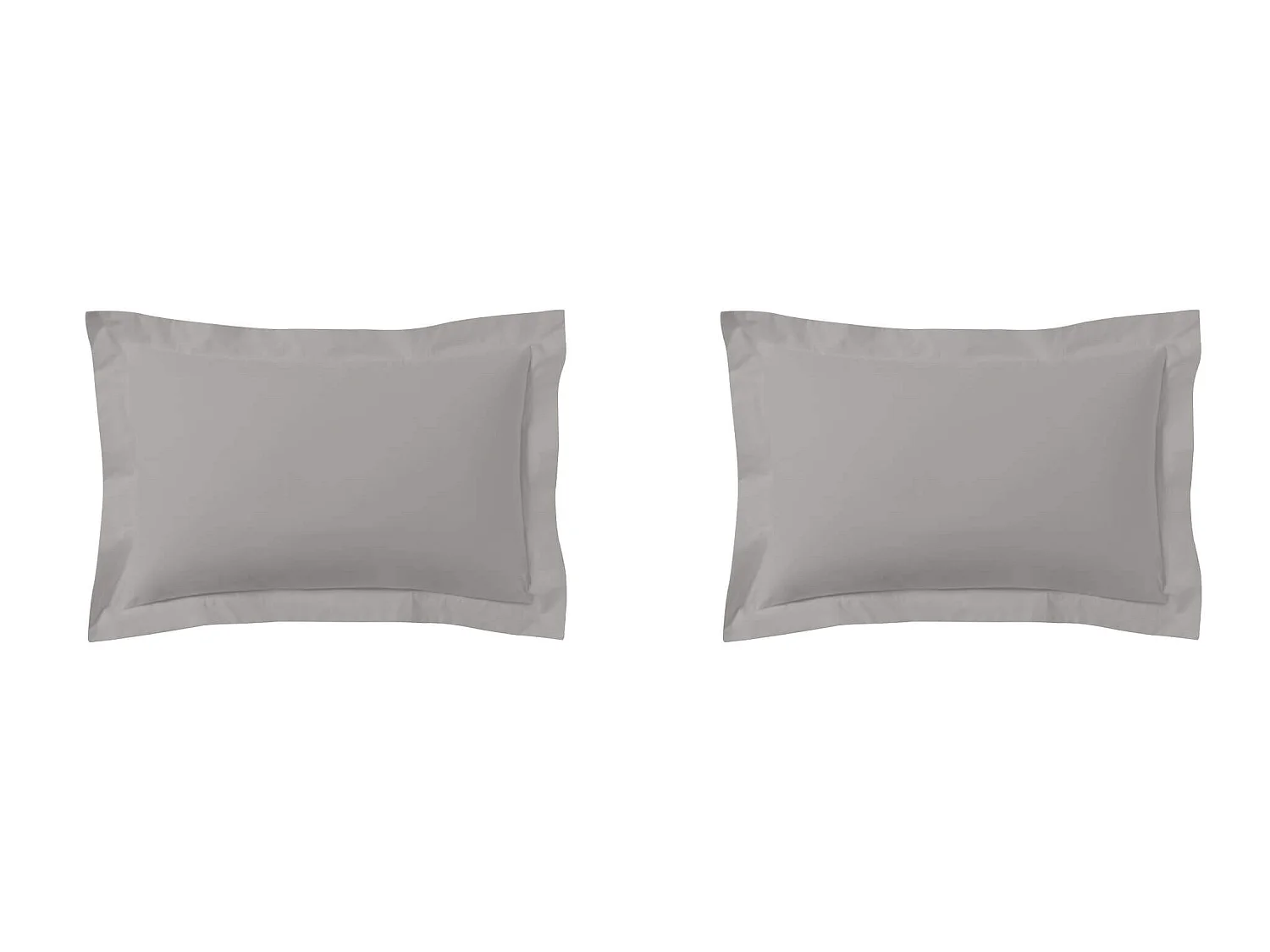 Lot de 2 taies d'oreillers gris mastic 100% coton 50x70