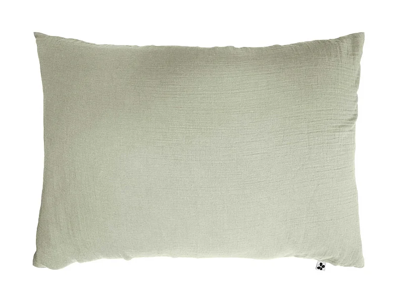 Taie d'oreiller double gaze de coton vert d'eau 50x70 cm