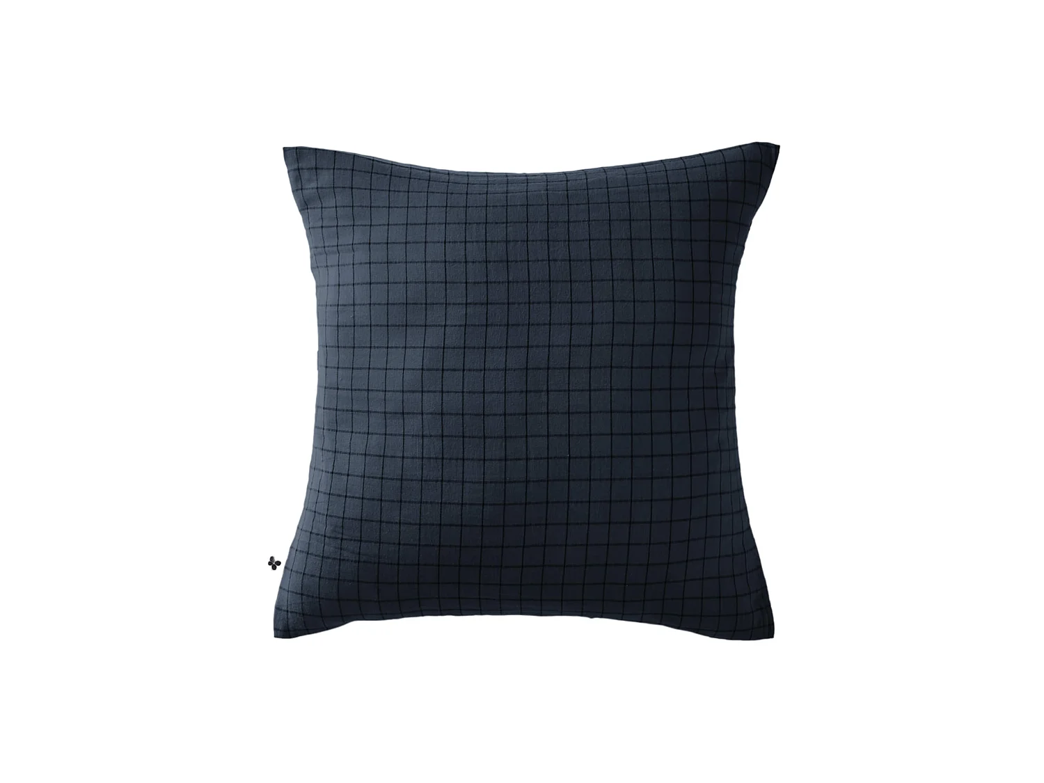 Taie d'oreiller à carreaux double gaze de coton marine 60x60