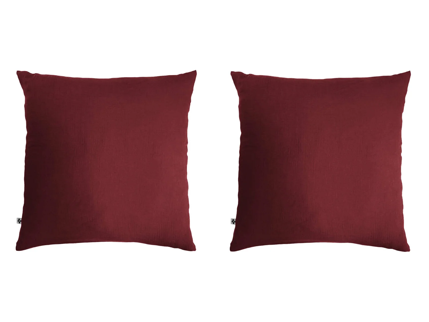 Lot de 2 taies d'oreillers double gaze de coton bordeaux 60x60 cm