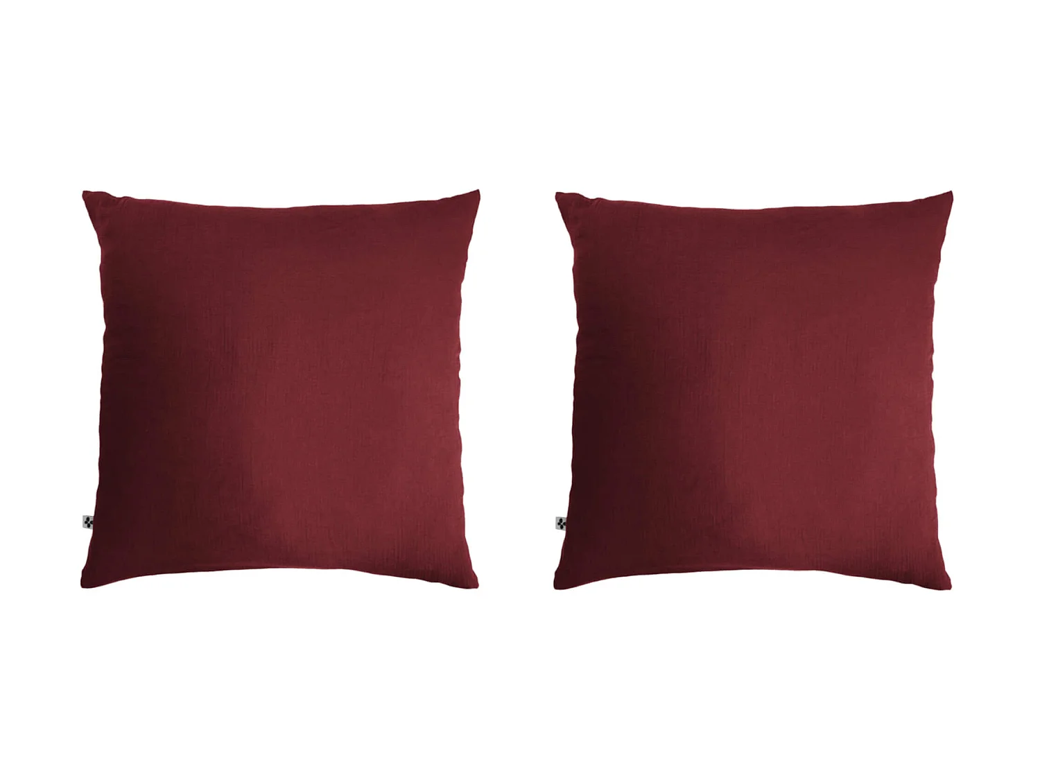 Lot de 2 taies d'oreillers double gaze de coton bordeaux 60x60 cm