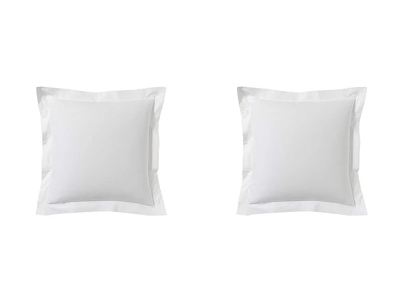 Lot de 2 taies d'oreillers blanc 100% coton 65x65 cm