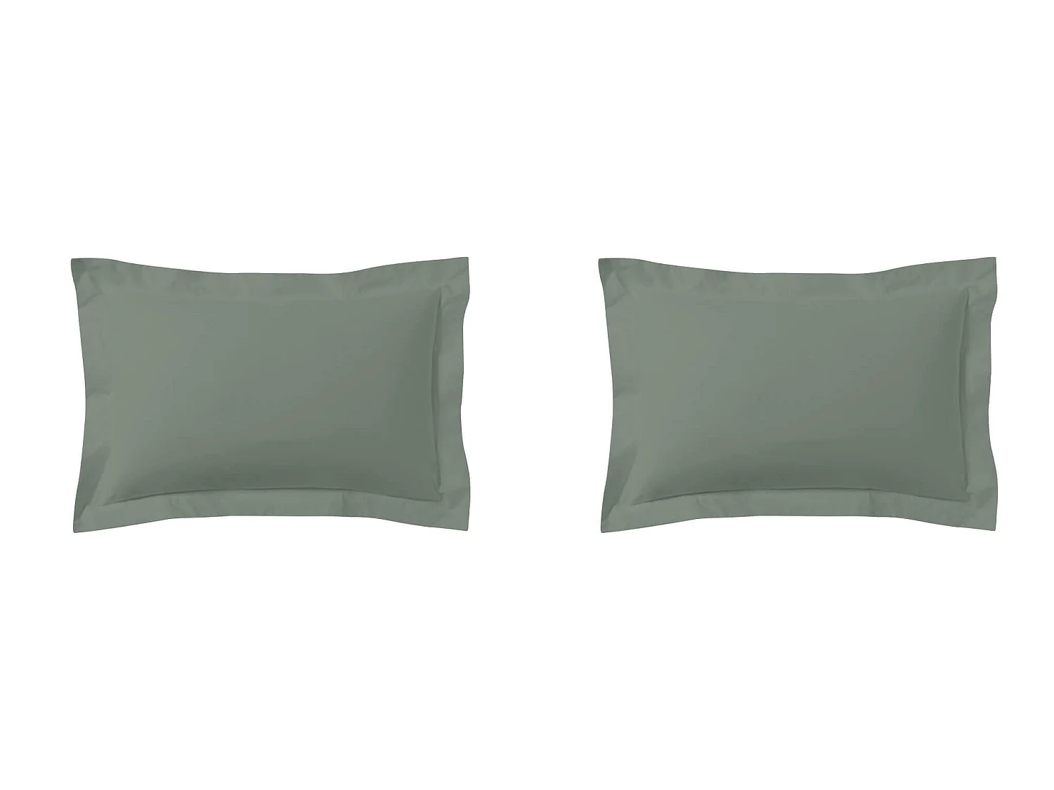 Lot de 2 taies d'oreillers vert de gris 100% coton 50x70 cm
