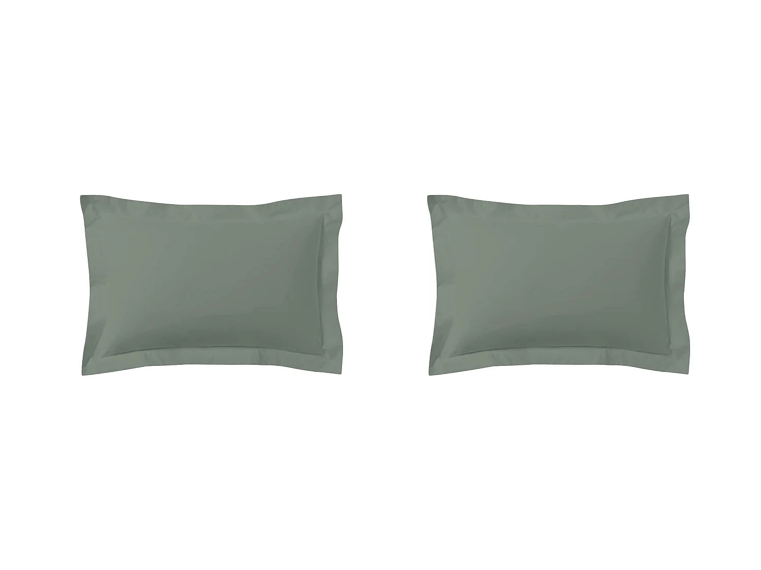 Lot de 2 taies d'oreillers vert de gris 100% coton 50x70 cm