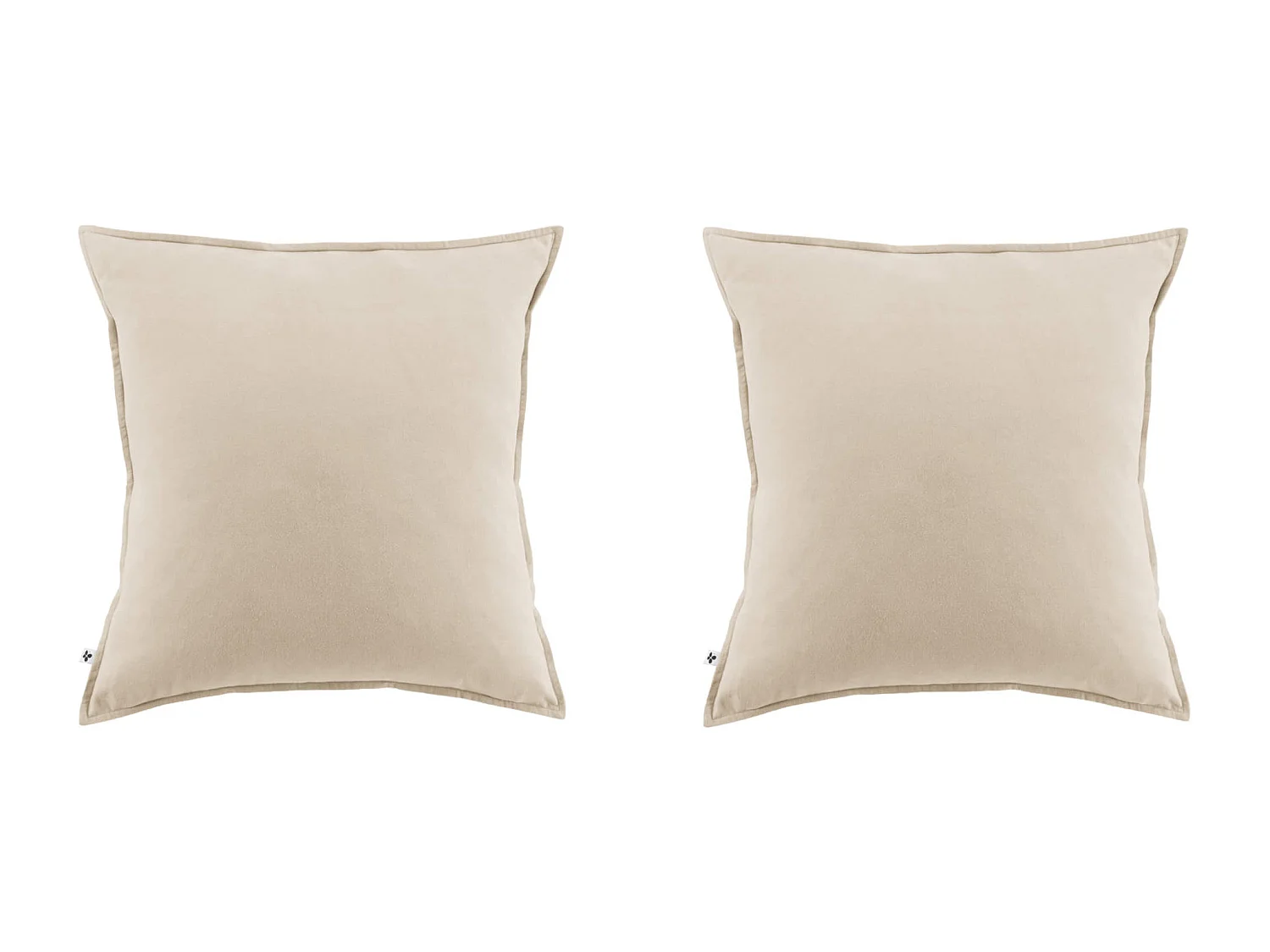 Lot de 2 taies d'oreiller flanelle beige 63x63 cm