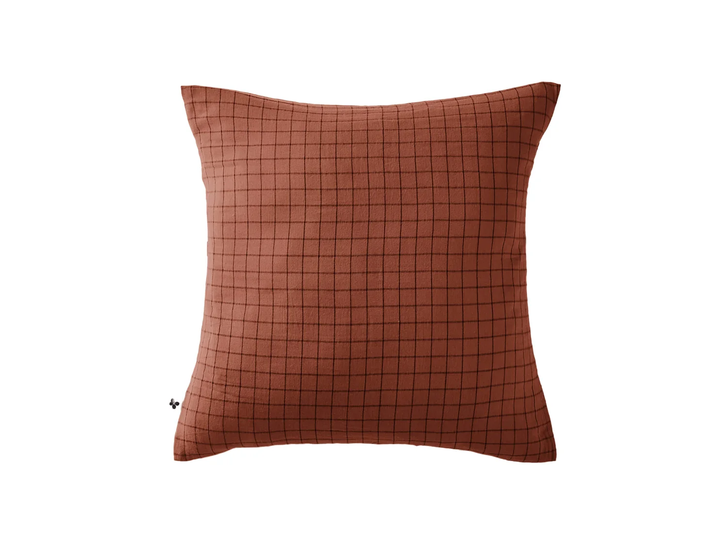 Taie d'oreiller à carreaux double gaze de coton orange 60x60