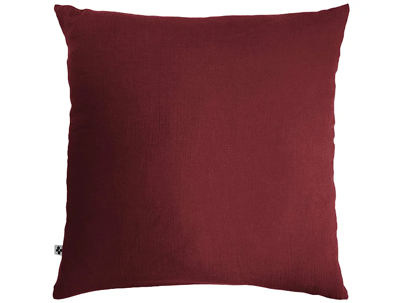 Taie d'oreiller double gaze de coton bordeaux 60x60 cm