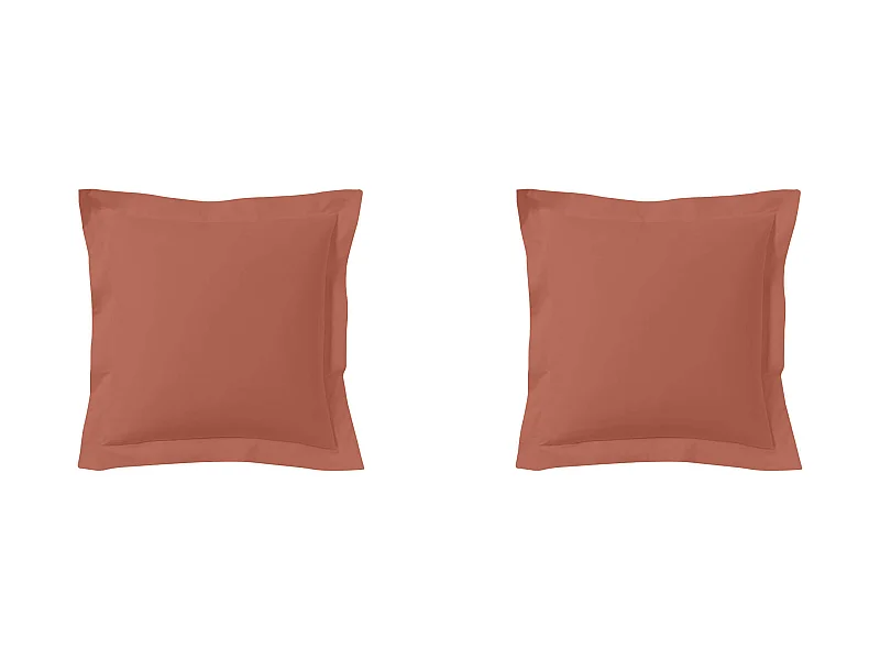 Lot de 2 taies d'oreillers terracotta 100% coton 65x65 cm