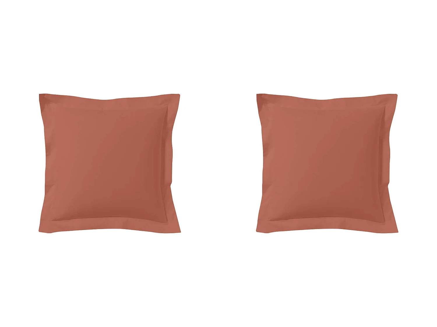 Lot de 2 taies d'oreillers terracotta 100% coton 65x65 cm
