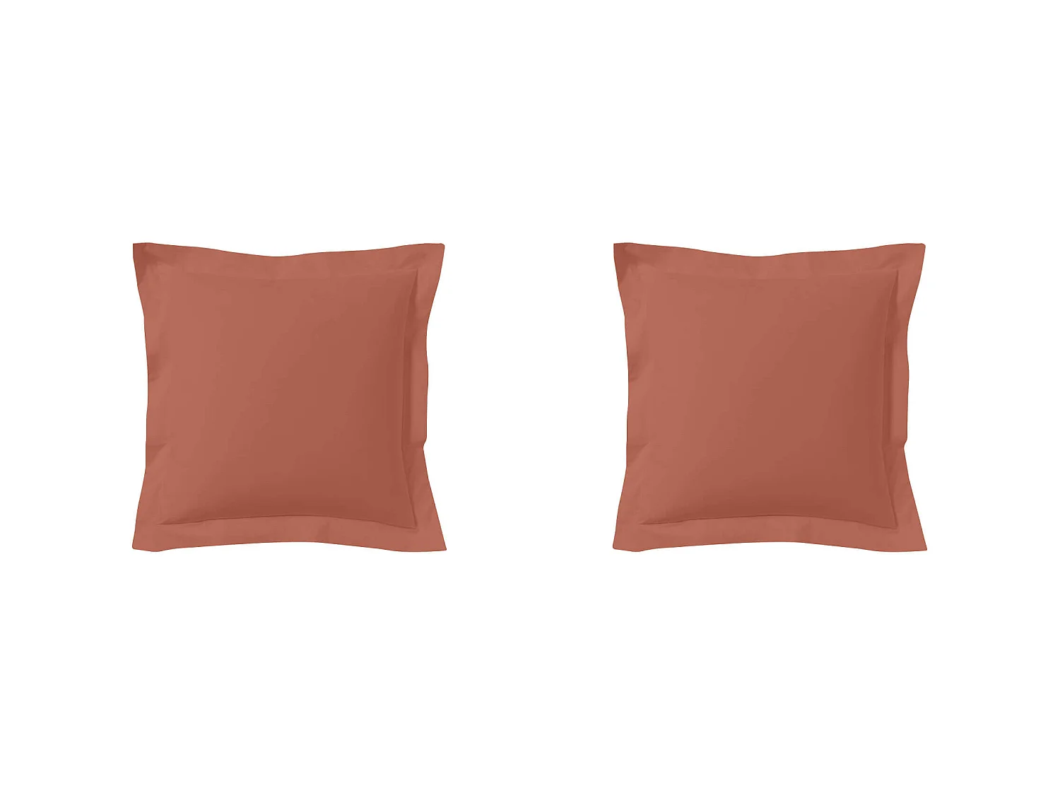 Lot de 2 taies d'oreillers terracotta 100% coton 65x65 cm