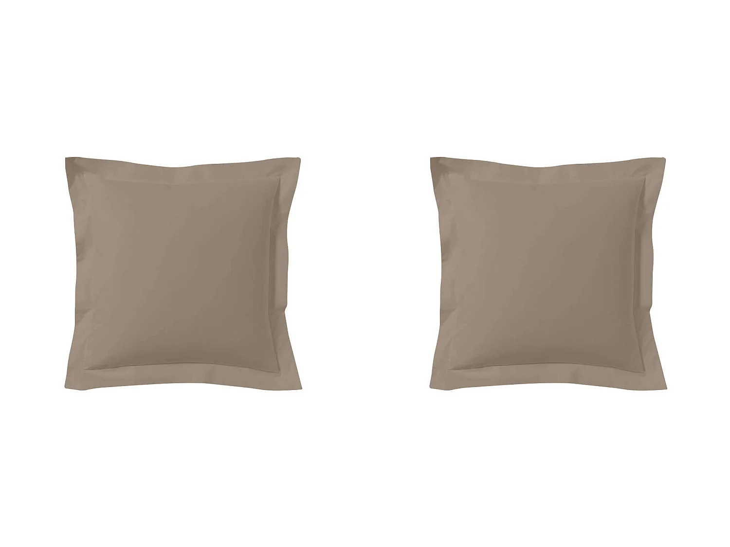 Lot de 2 taies d'oreillers biscuit 100% coton 65x65 cm