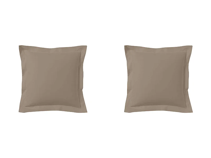 Lot de 2 taies d'oreillers biscuit 100% coton 65x65 cm