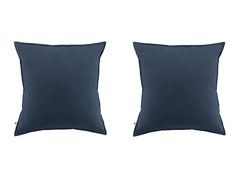 Lot de 2 taies d'oreiller flanelle marine 63x63 cm