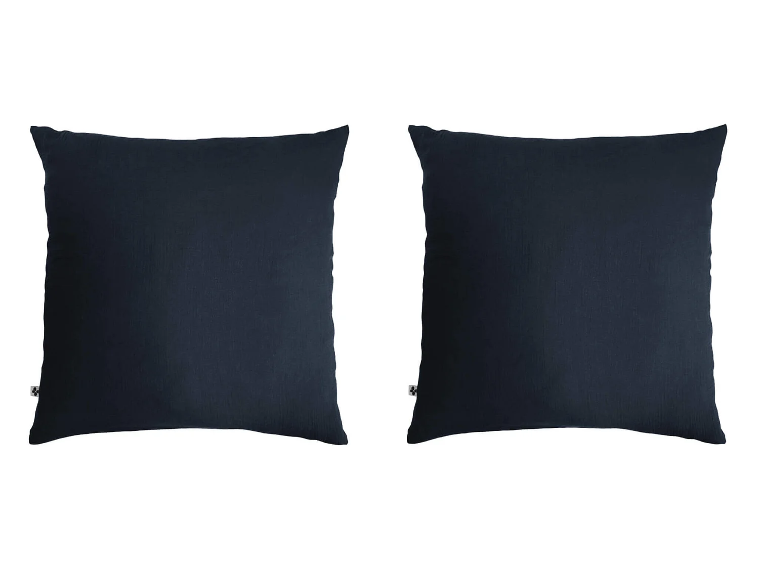 Lot de 2 taies d'oreillers double gaze de coton marine 60x60 cm