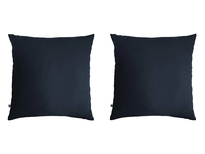Lot de 2 taies d'oreillers double gaze de coton marine 60x60 cm