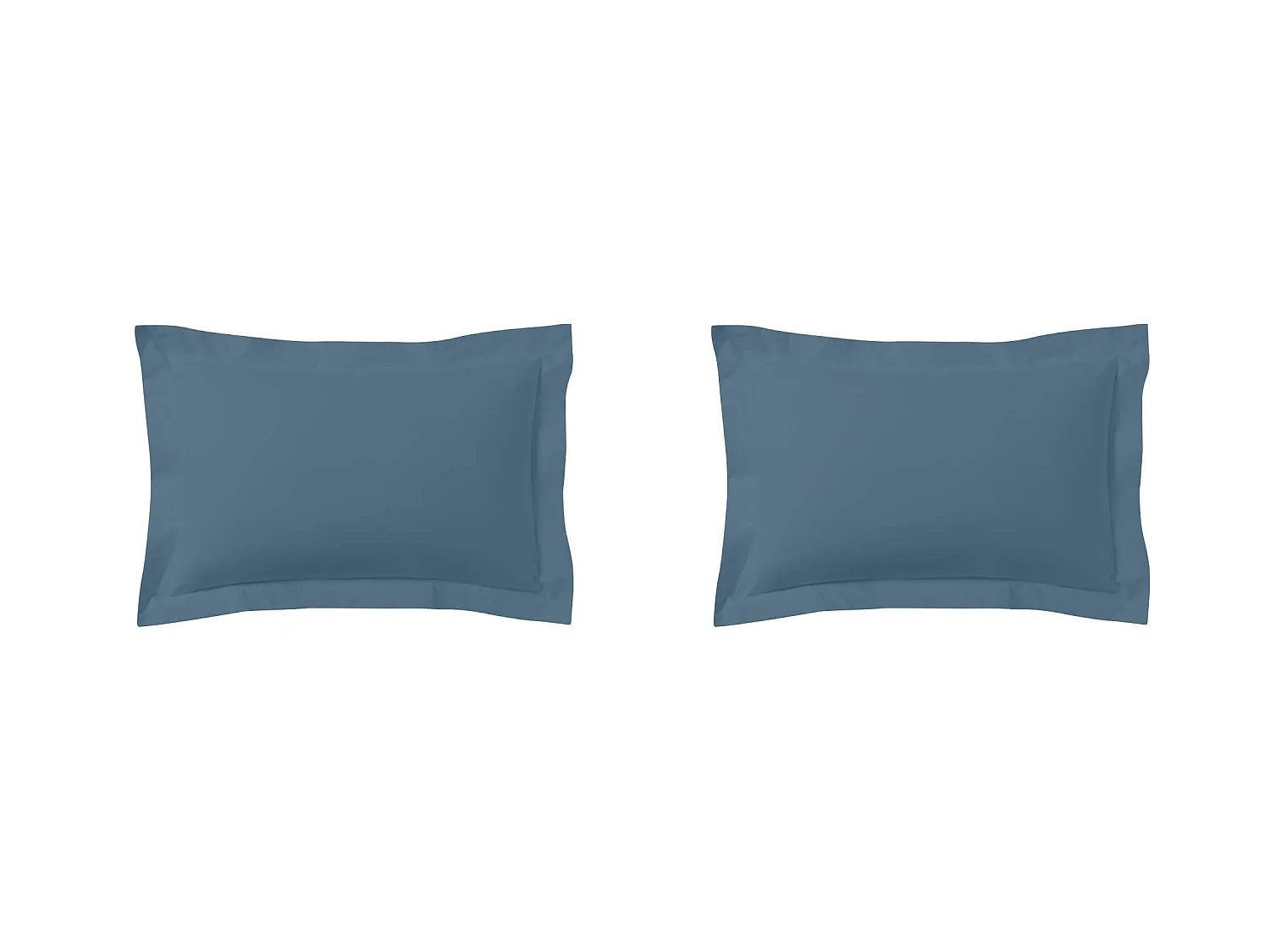 Lot de 2 taies d'oreillers bleu minéral 100% coton biologique 50x70 cm