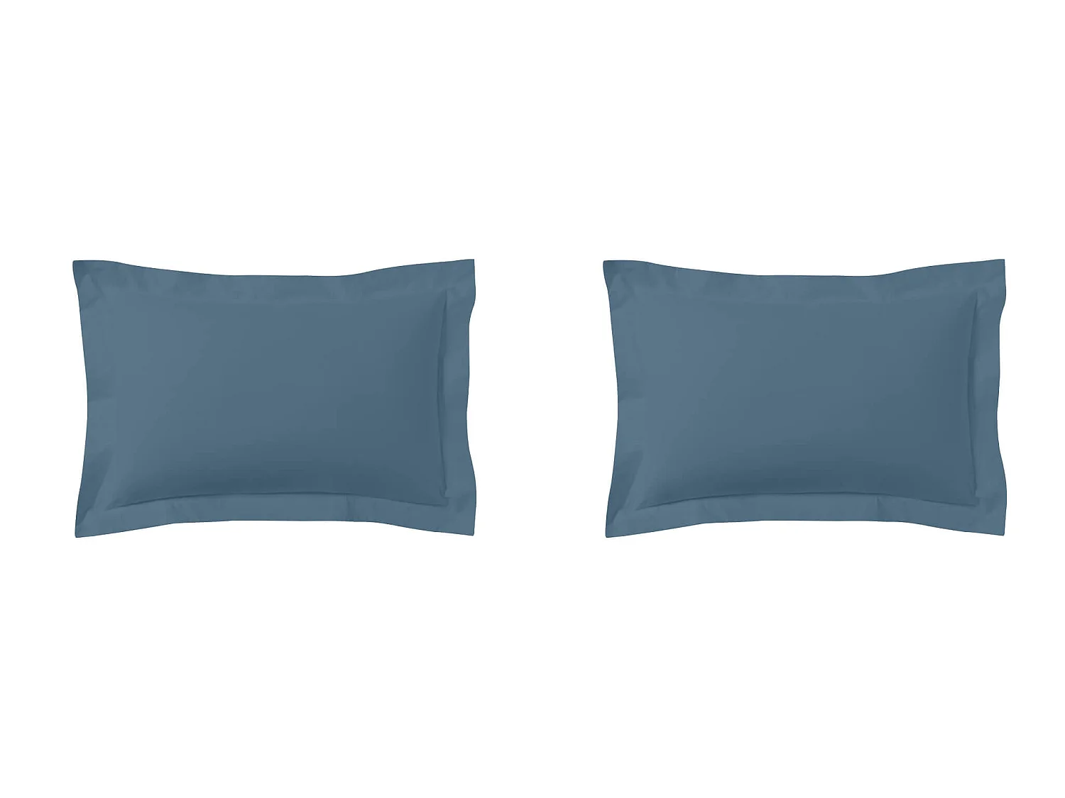 Lot de 2 taies d'oreillers bleu minéral 100% coton biologique 50x70 cm
