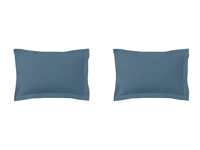 Lot de 2 taies d'oreillers bleu minéral 100% coton biologique 50x70 cm