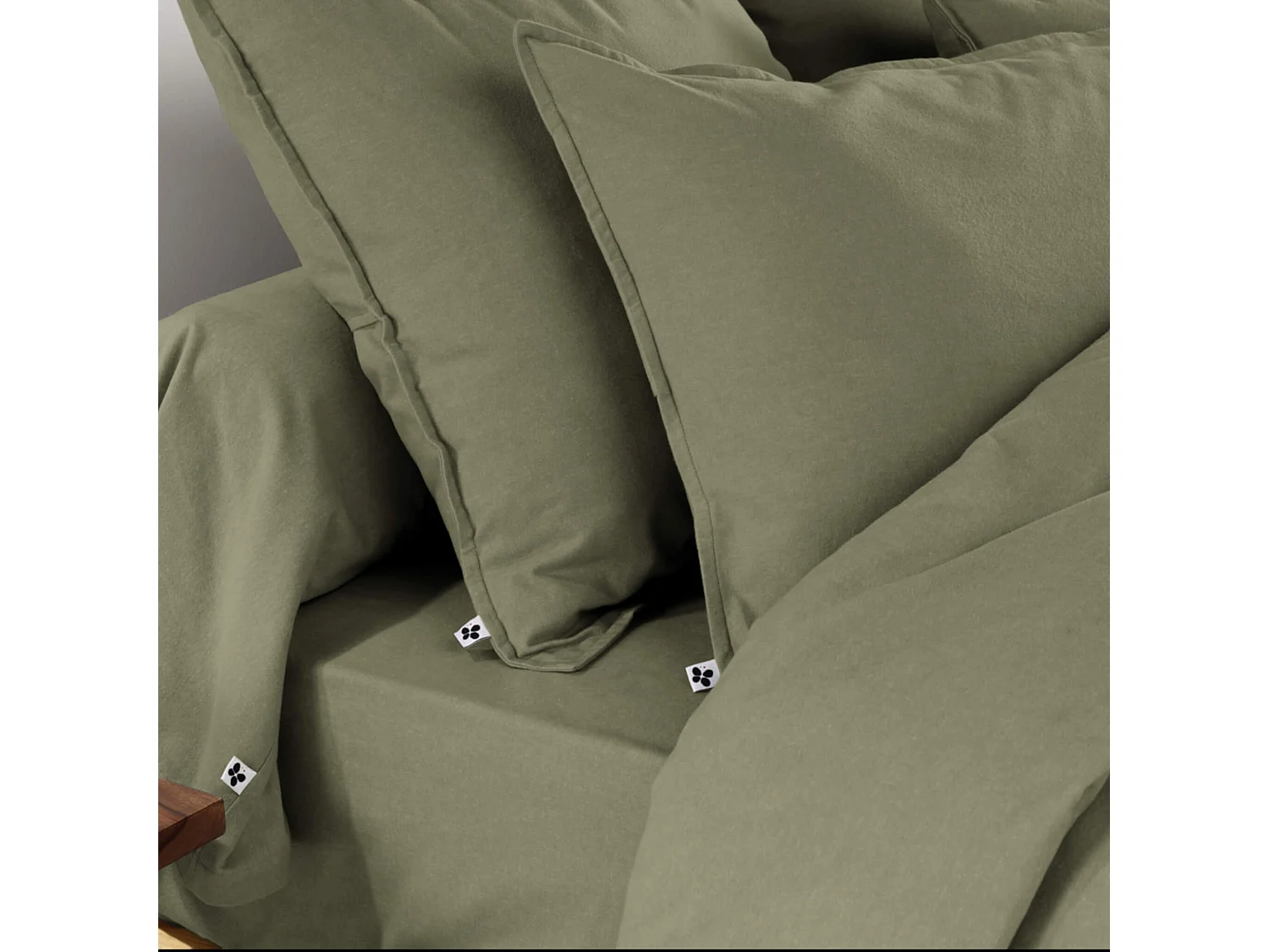 Taie d'oreiller flanelle kaki 63x63 cm