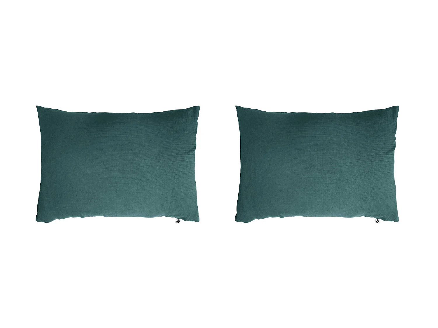 Lot de 2 taies d'oreillers double gaze de coton bleu canard 50x70 cm