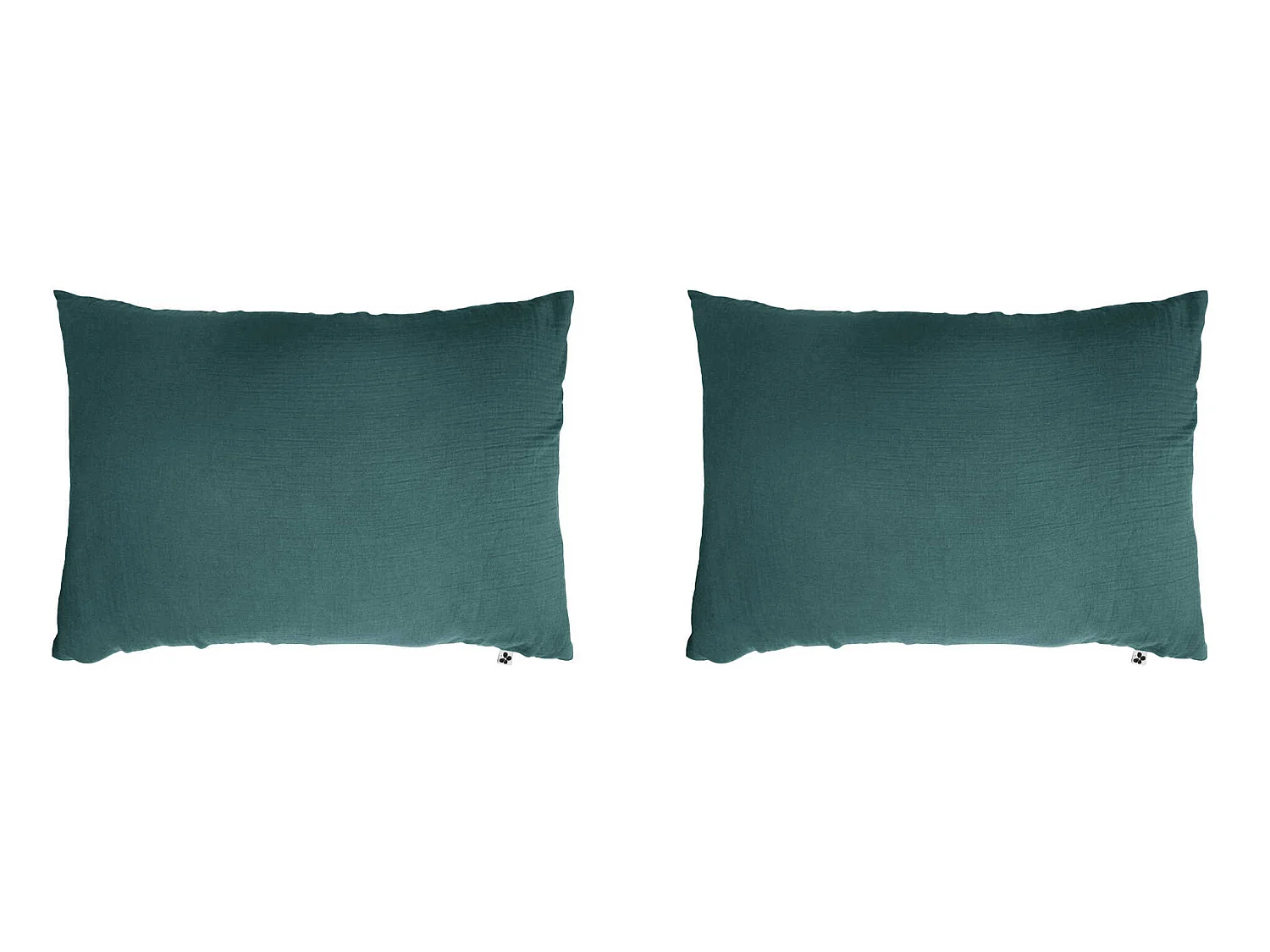 Lot de 2 taies d'oreillers double gaze de coton bleu canard 50x70 cm