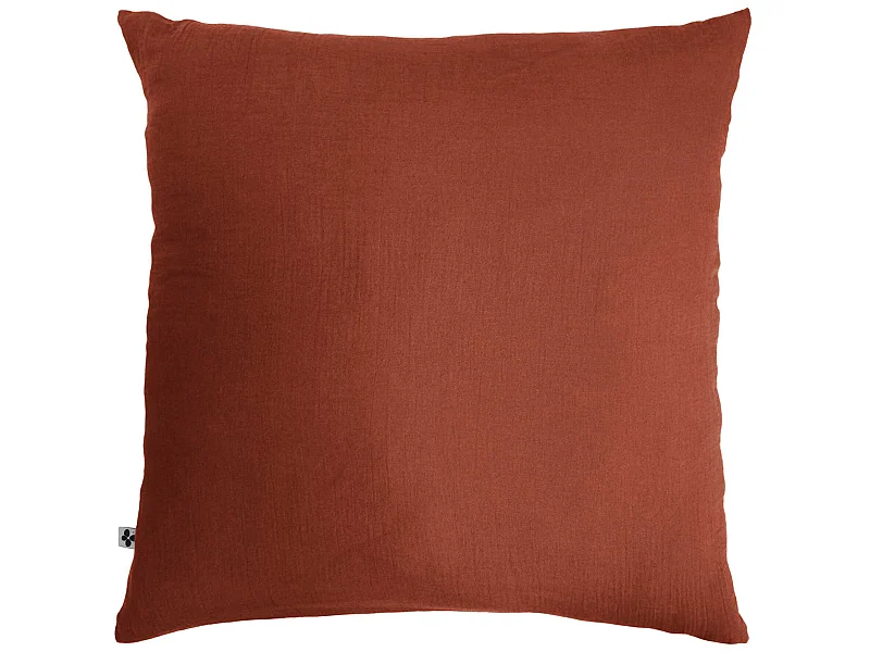 Taie d'oreiller double gaze de coton orange terracotta 50x70 cm