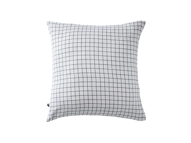 Taie d'oreiller à carreaux double gaze de coton blanc 60x60