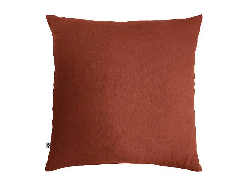 Taie d'oreiller double gaze de coton orange terracotta 60x60 cm